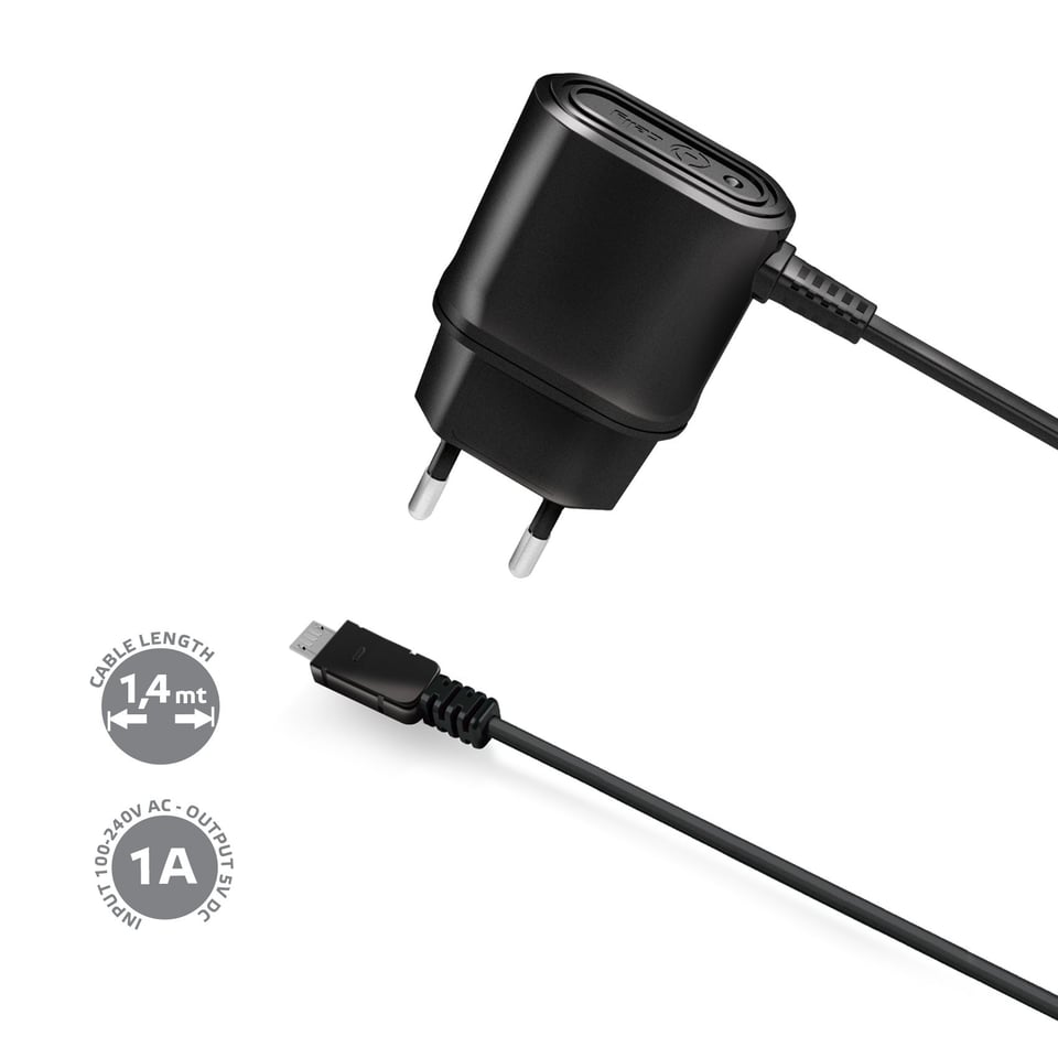 Travel Charger 1A Microusb Black