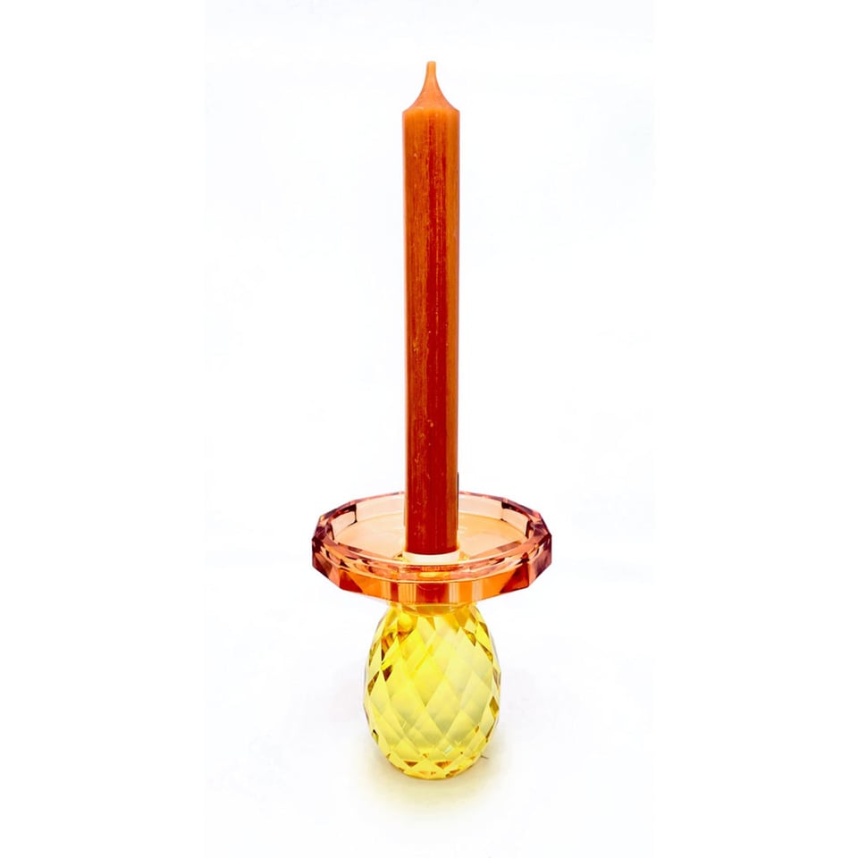 Kandelaar Votief Oranje-Geel Kristalglas 9x10cm