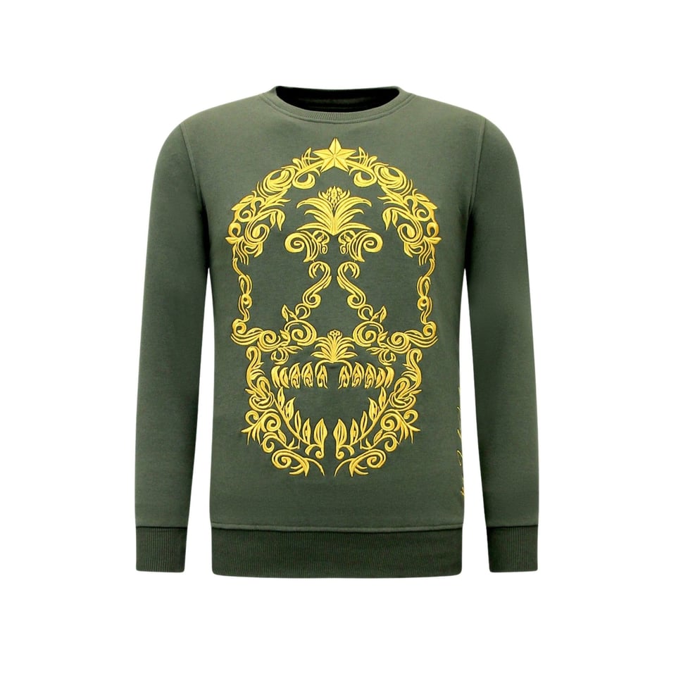 Exclusieve Joggingpak Heren - Skull Embroidery - Groen