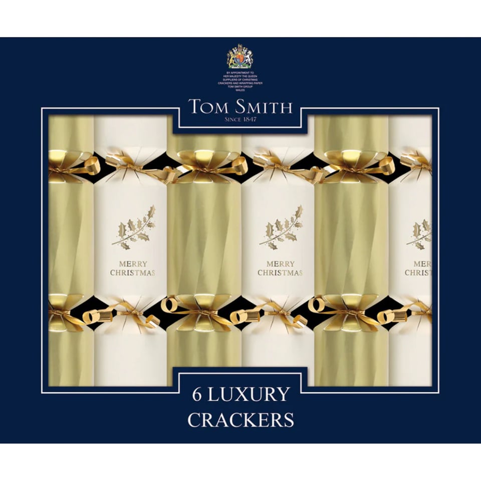 Tom Smith 6 Luxury Christmas Crackers Red White & Green