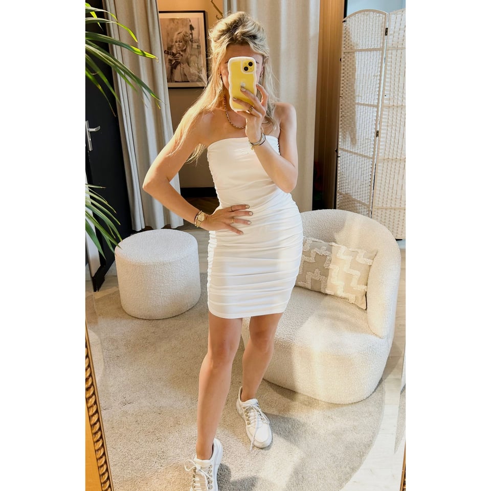 Strapless bodycon dress White