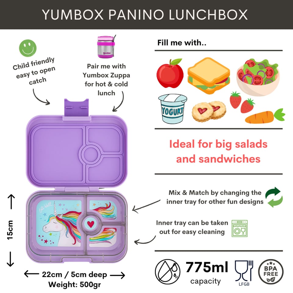 Yumbox Panino 4 Vakken Lavande Paars / Eenhoorn - Paars
