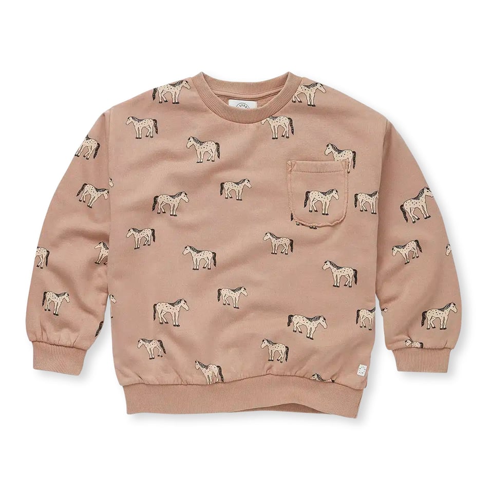 Sproet & Sprout Sweatshirt Pocket Horses Print Praline