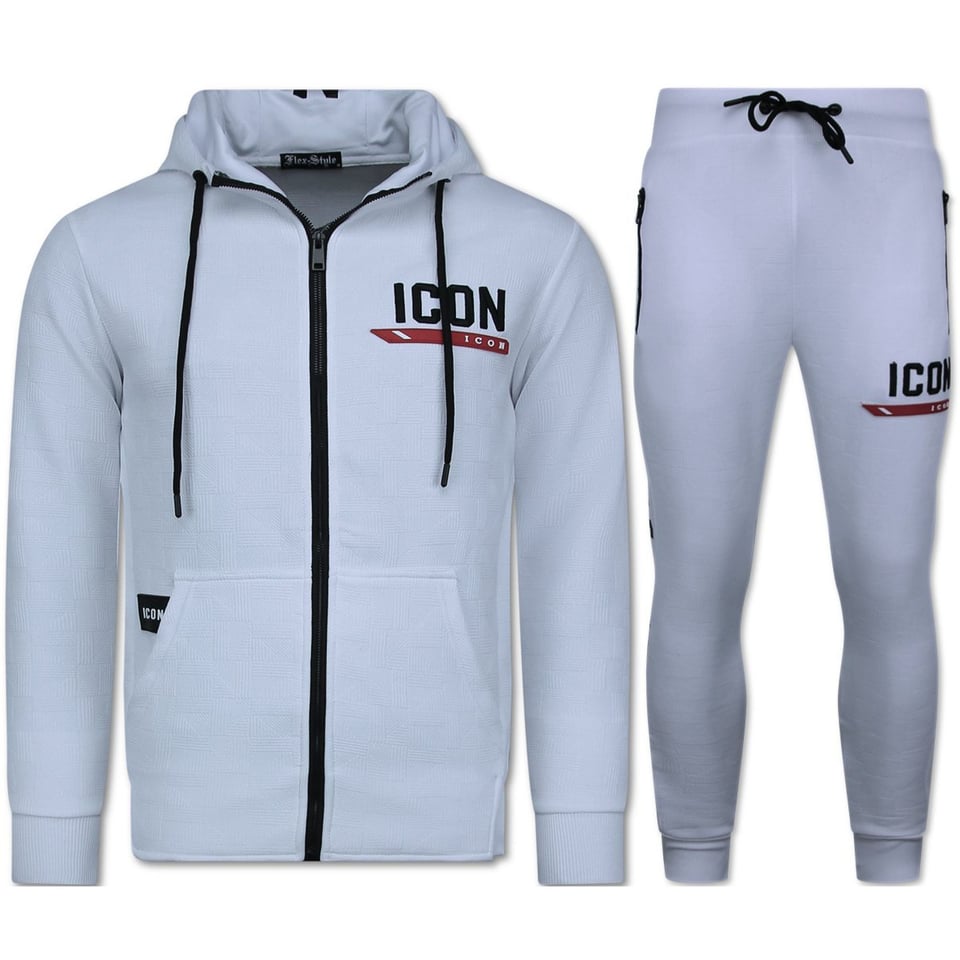 Huispak ICON - Trainingspak Heren - Joggingpak Heren Volwassenen - 3877 - Wit