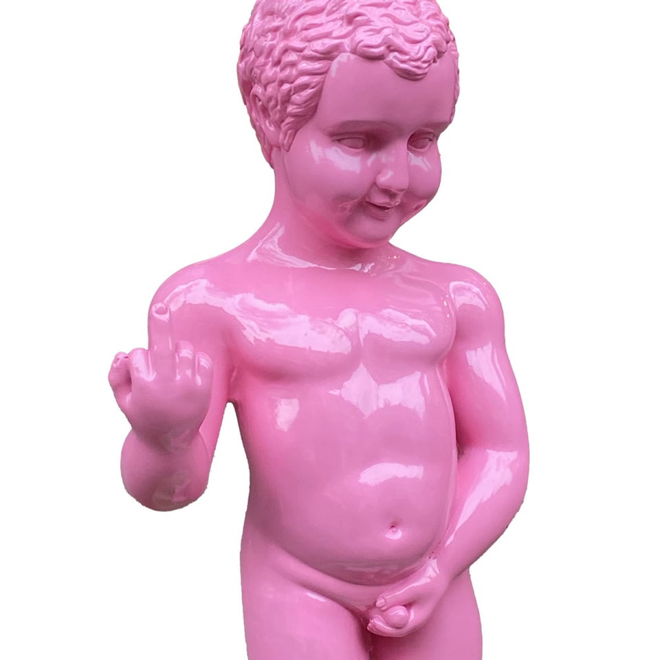 Beeld Manneken Pis F*ck You Roze XL 25x60cm