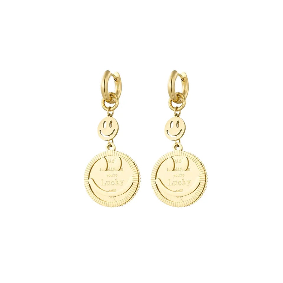 Smiley lucky earrings - Gold