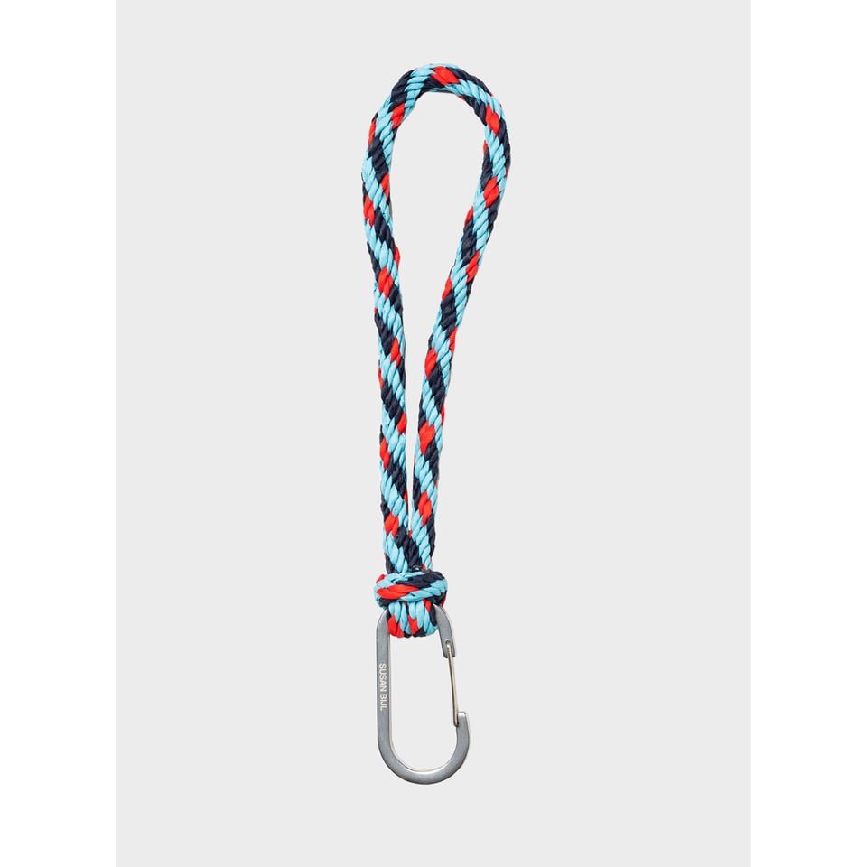 SUSAN BIJL Kumihimo Keychain Key Blue & Red Alert