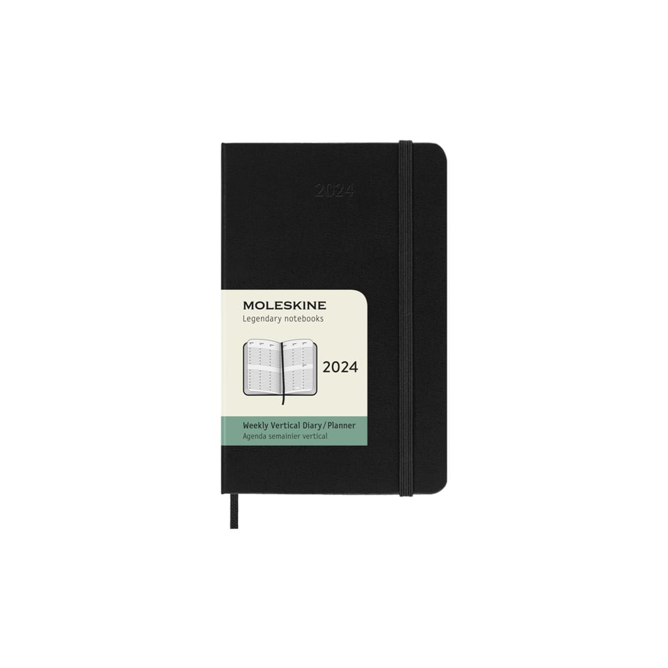 Moleskine 2024 diary hardcover pocket week on 2 pages - black