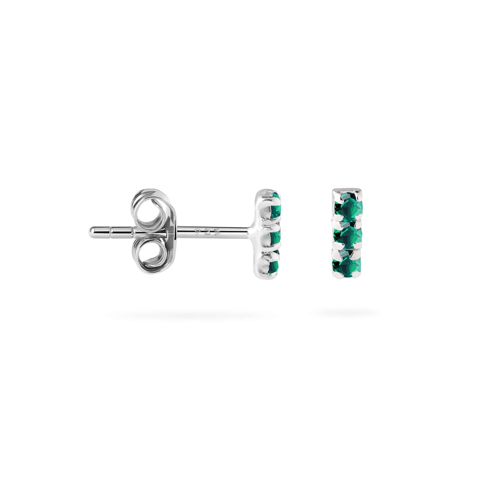 Triple Emerald Stud Earrings 925 Silver - Emerald / 925 Silver / 1.5mm x 5mm
