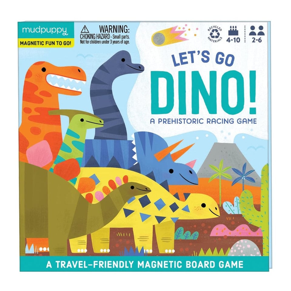 Mudpuppy Magnetic Board Game Let's Go, Dinos!