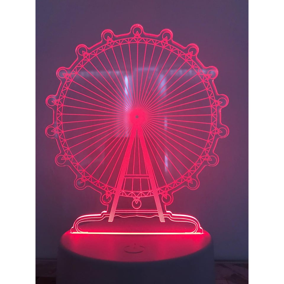 Nachtlampje Reuzenrad nachtlamp. Mooie sfeerlamp. 3D Illusielamp 7-kleurig