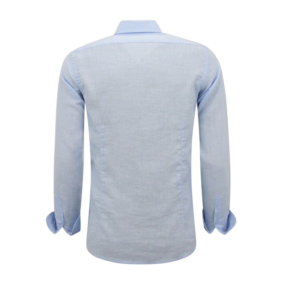 Linnen Overhemd Heren - Regular Fit - Casual Blanco - Licht Blauw