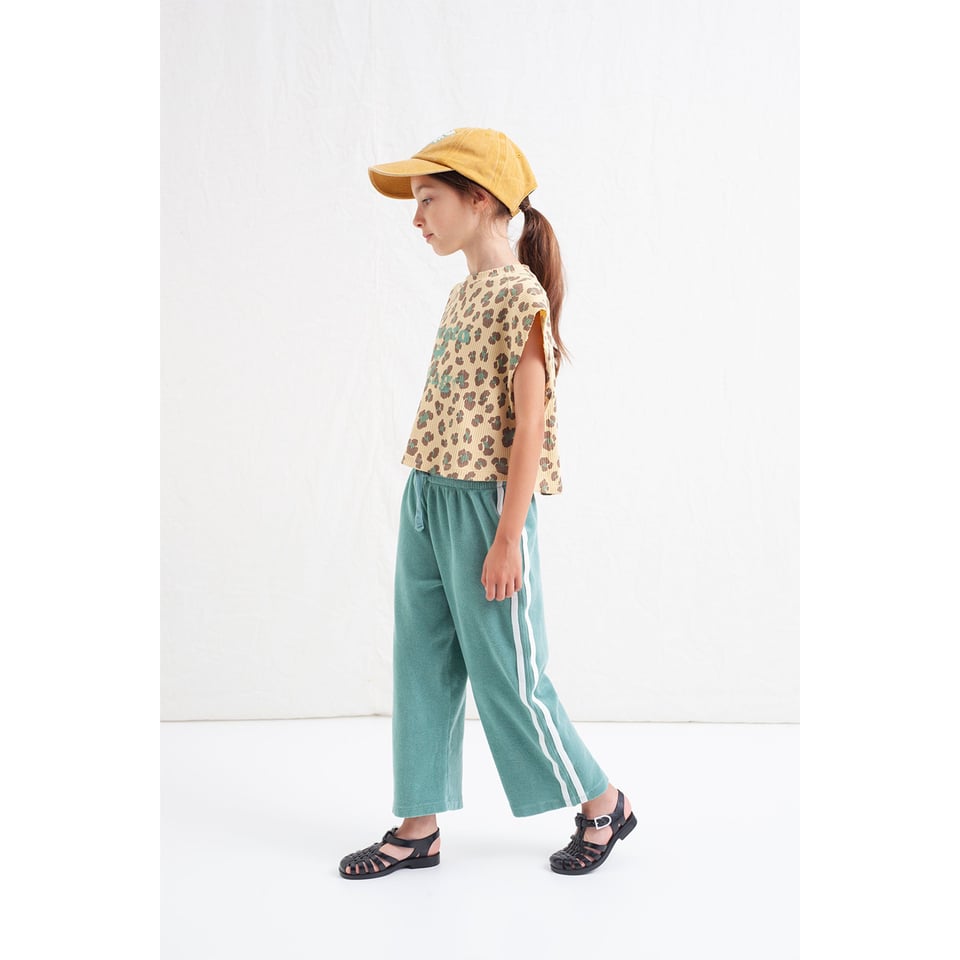 Tocoto Vintage Long Fleece Pants With Side Stripes Green