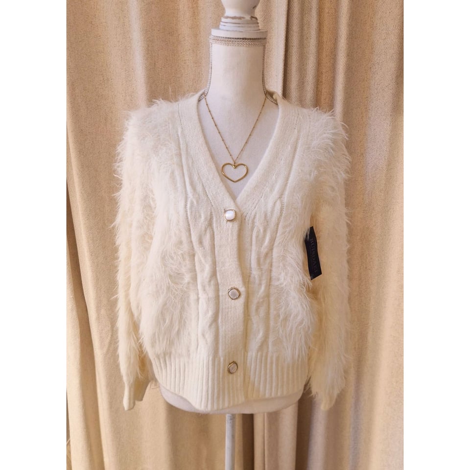 Fluffy vestje - Glitter - Off White - Onesize