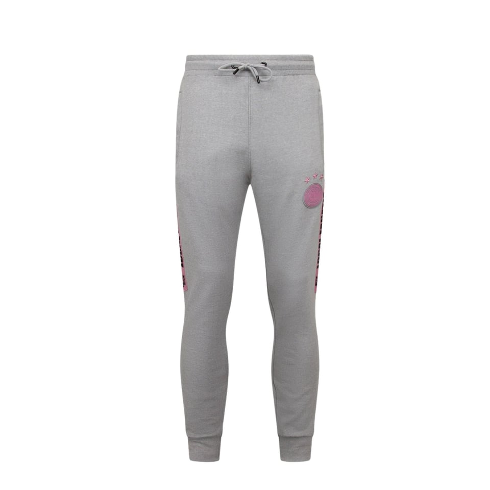 Heren Joggingspak - Half Zipper, Double Ribbon - Grijs / Roze