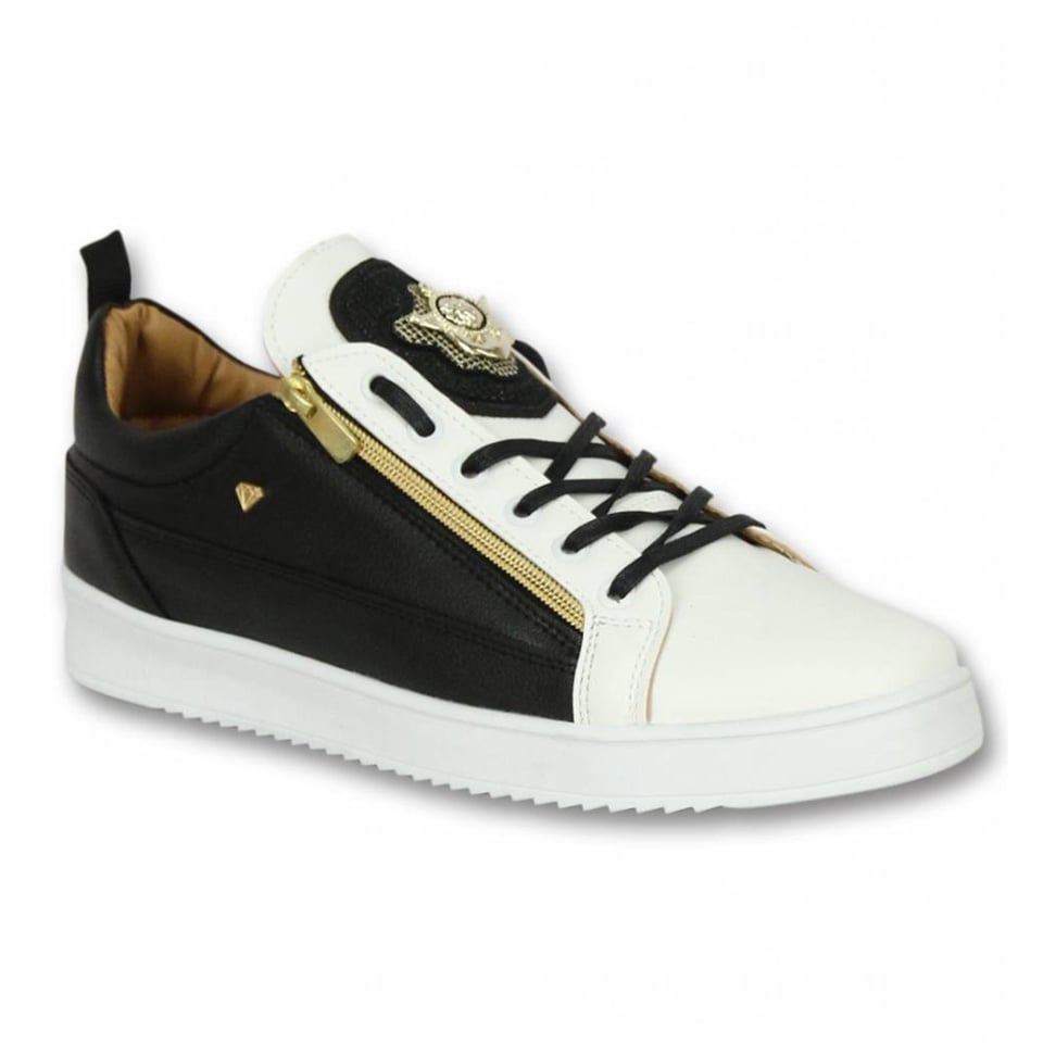 Heren Schoenen - Heren Sneaker Bee Black White Gold - CMS97 - Wit/Zwart