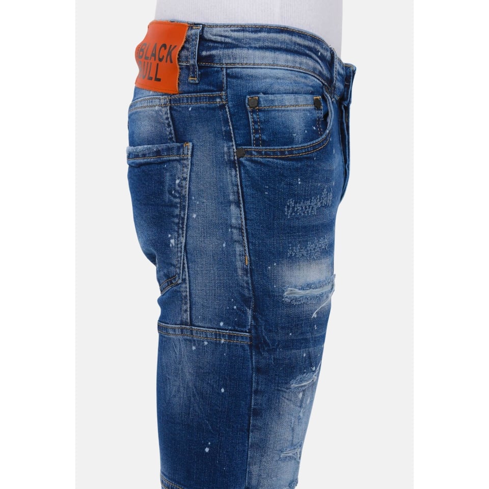 Destroyed Jeans Heren Stonewashed - Slim Fit -1083- Blauw