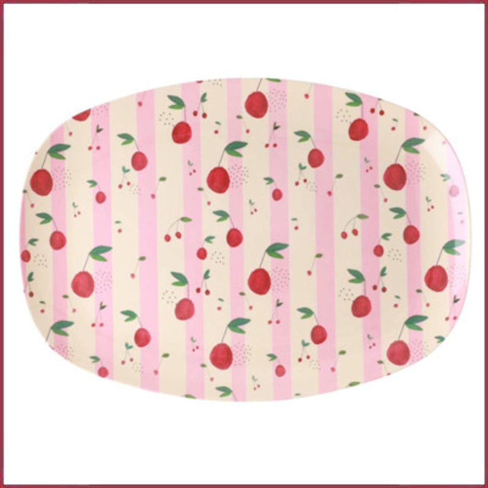 Rice Rice Melamine Rectangular Plate Met Cherry Print
