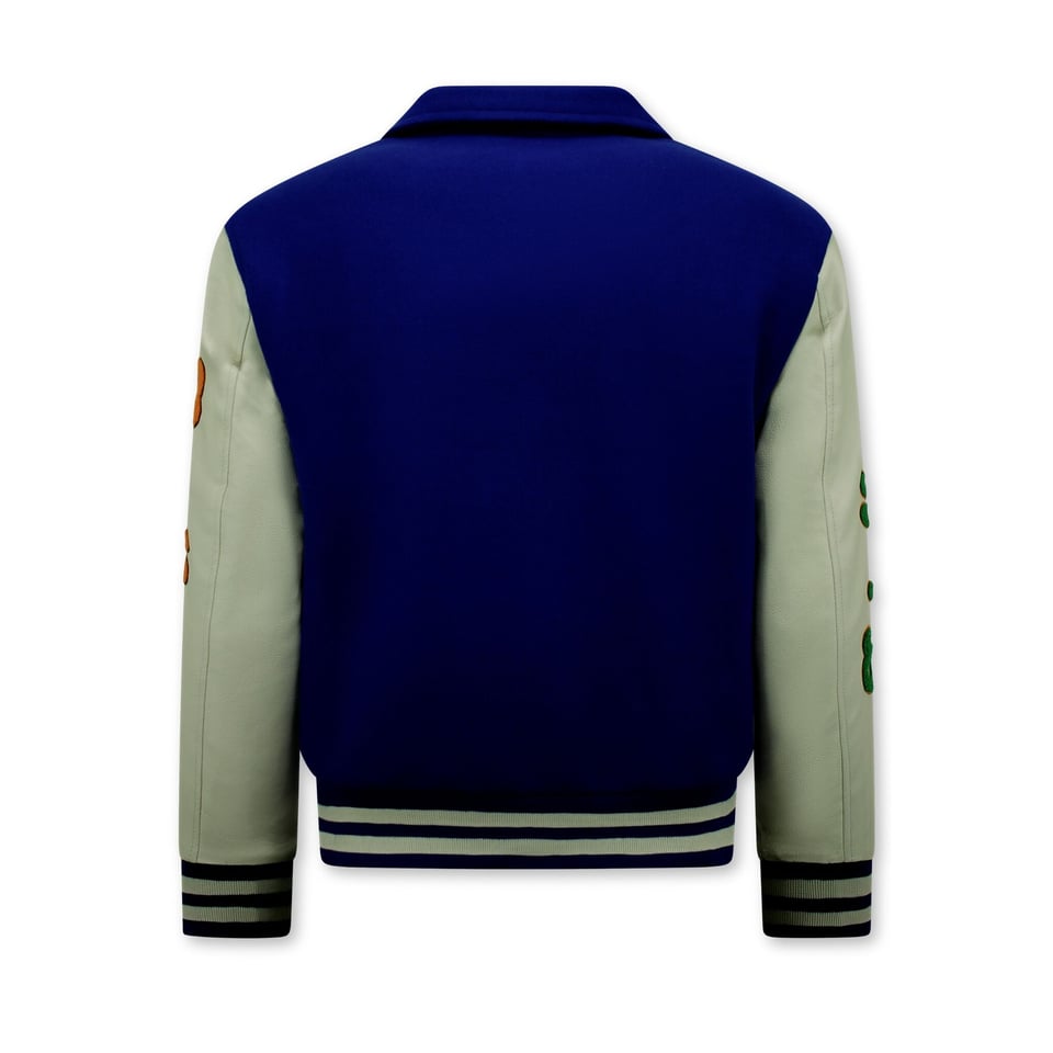 Geborduurde Retro College Jackets Oversized - 851 - Blauw