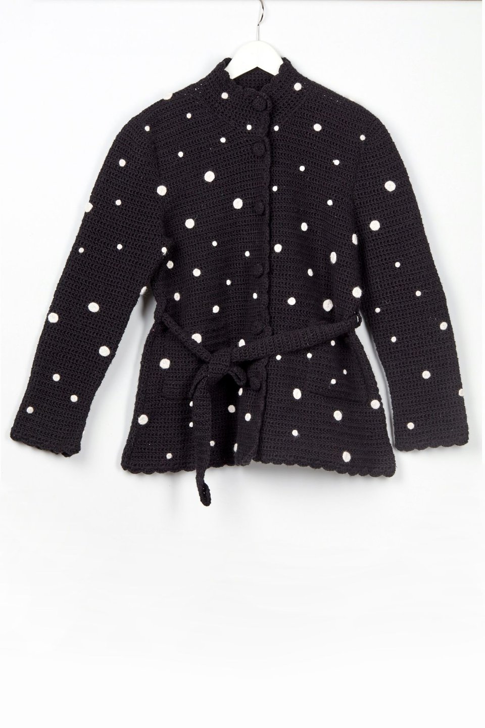 Dotted Women's Short Coat Black