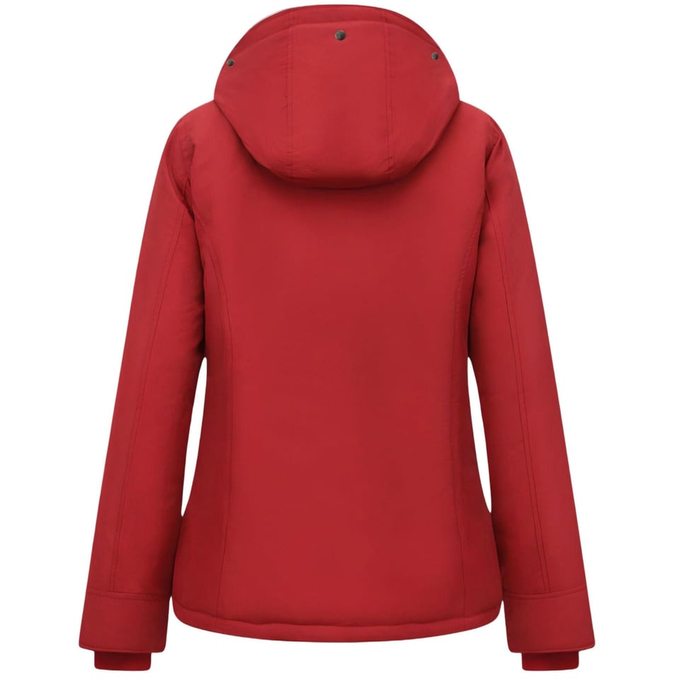 Winterjas Dames Gewatteerd Met Capuchon Rood