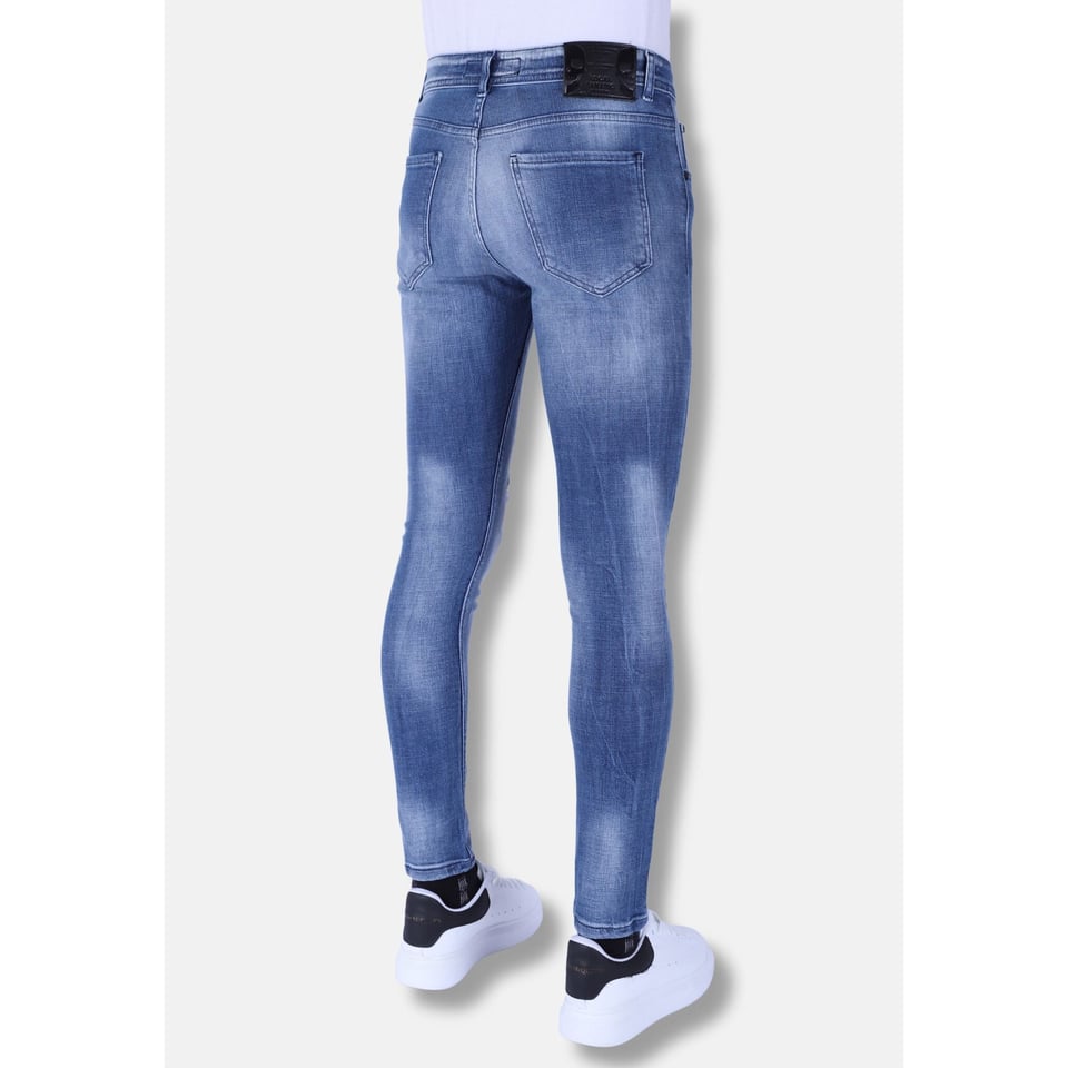Mannen Spijkerbroeken Slim Fit Met Scheuren - 1095 - Blauw