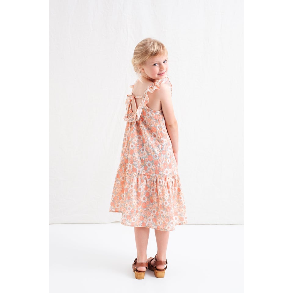 Tocoto Vintage Long Floral Dress With Straps Pink
