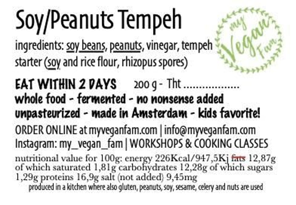 Peanut Tempeh (unpasteurised)