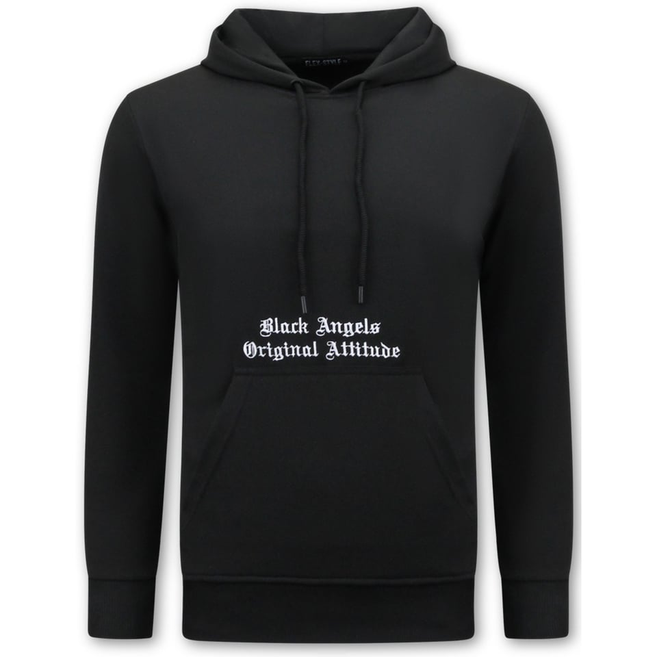 Heren Hoodies Oversized - Black Angels -3181- Zwart