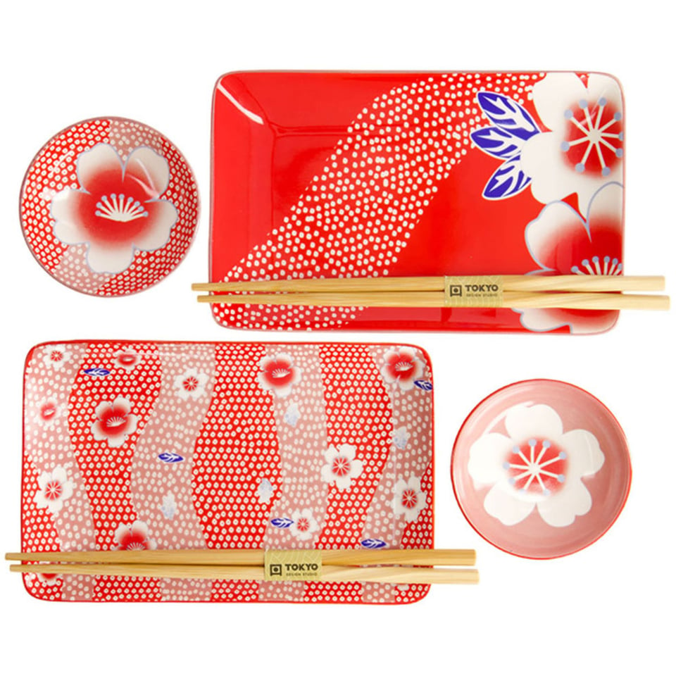 Sushi Set Kawaii Flower Rood in Cadeau Doos