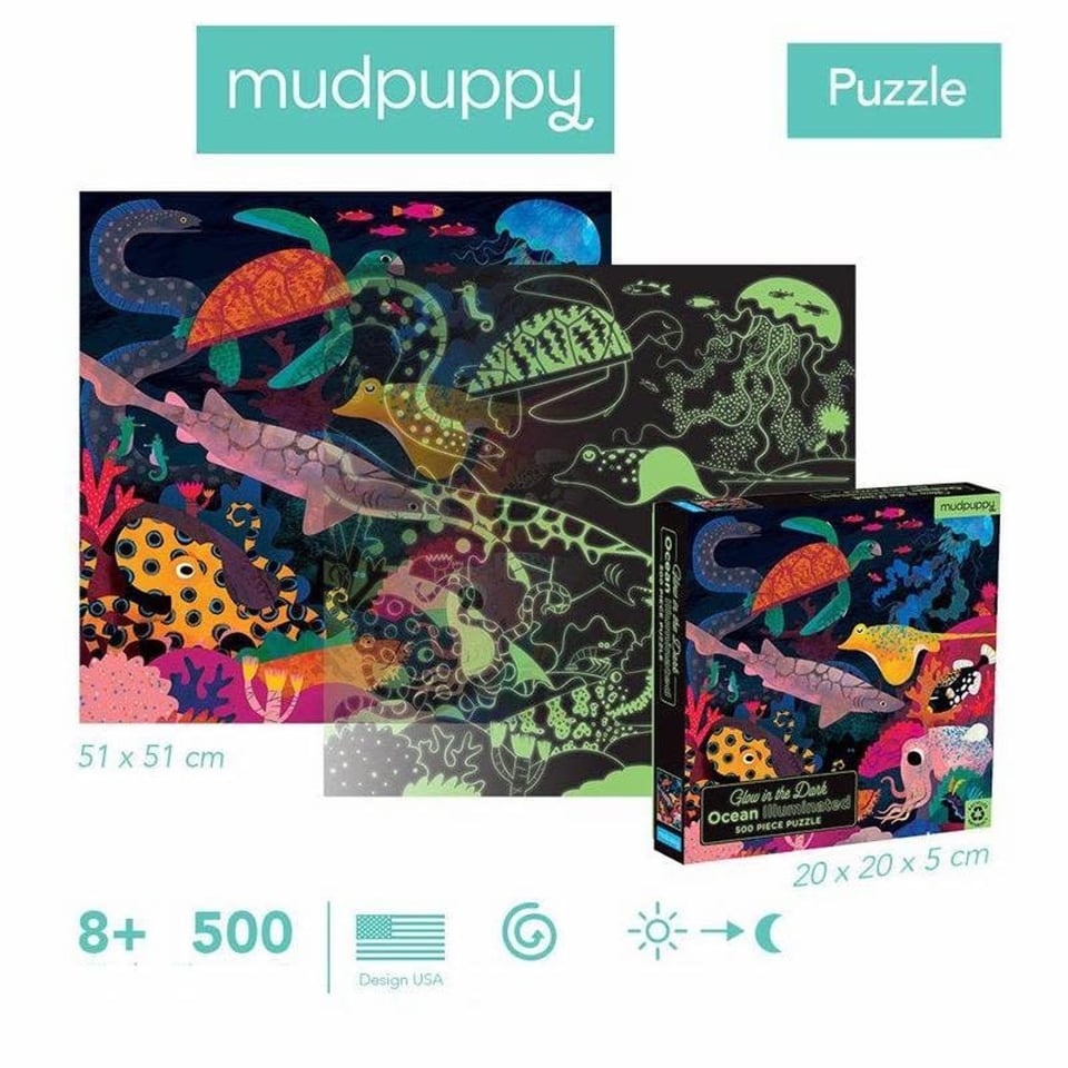 Mudpuppy Glow in the Dark Puzzle Ocean Illuminated 500 Pcs 8+