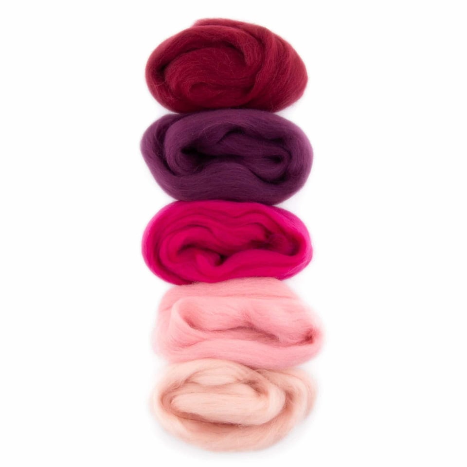 Europese Merino Lontwol Kleurset 3 Dark Red/Pink