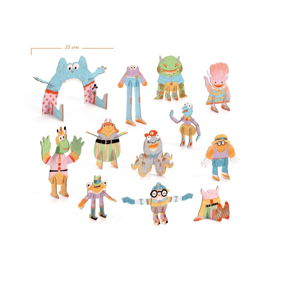 3D Kleurplaat Speelfiguren Team Monsters