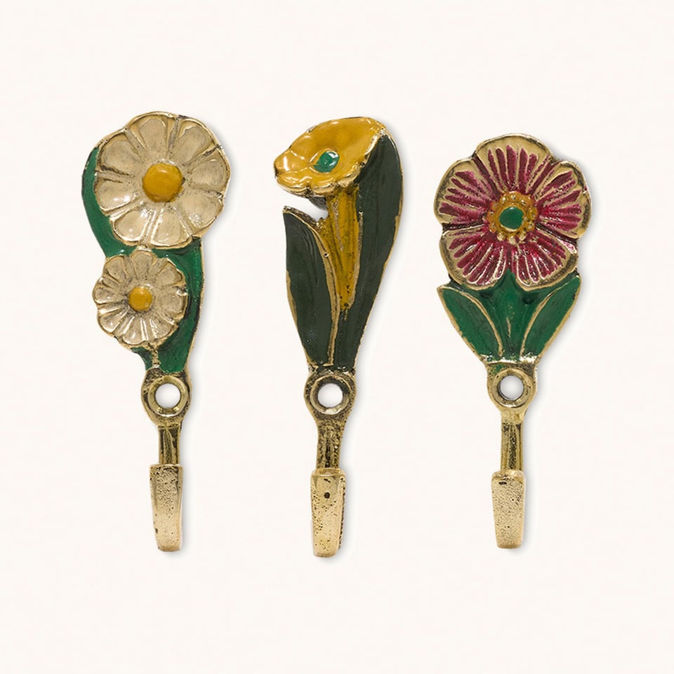 Wandhaken Posy Flowers Multicolor 4x7cm Set-3
