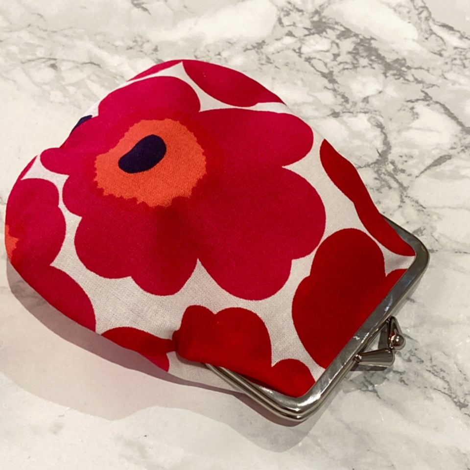 Marimekko Portemonnee / Ouderwetse Knip Beurs / Tas Organizer 14 X 20 Unikko Donkerblauw