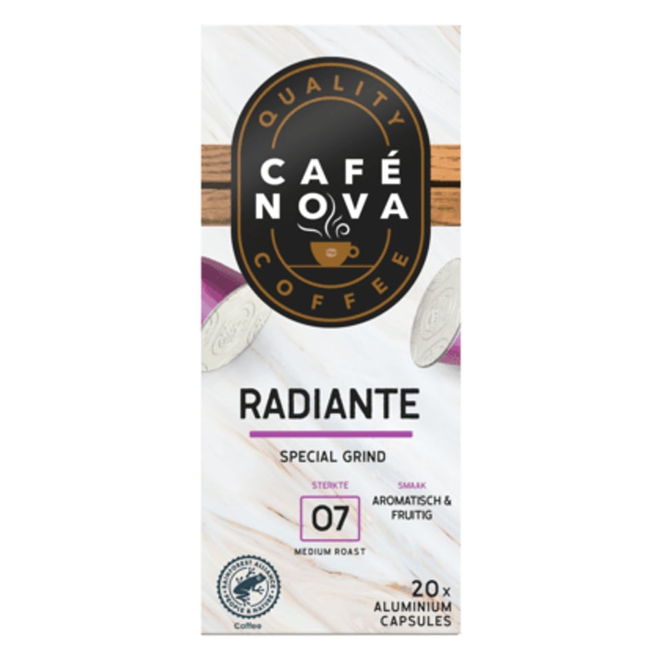 Café Nova Koffiecups Espresso Radiante Sterkte 7
