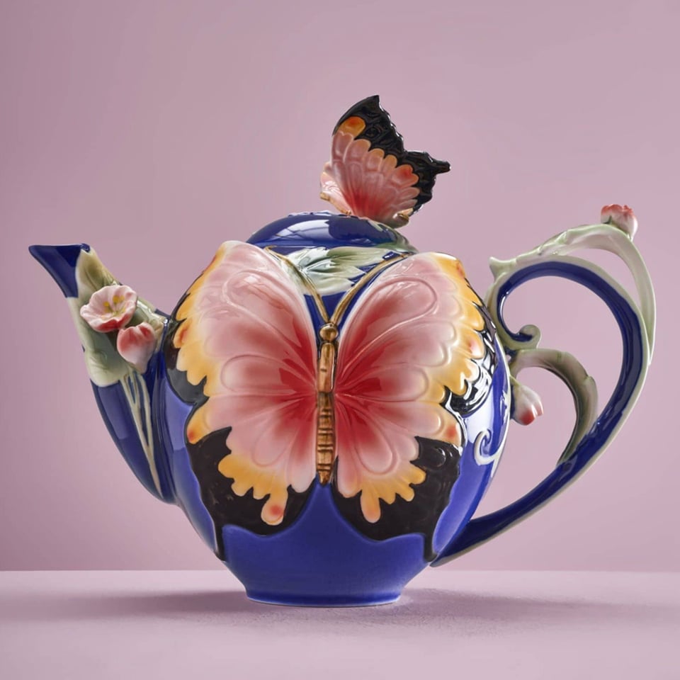 Theepot Butterfly Multicolor Aardewerk 24x18cm