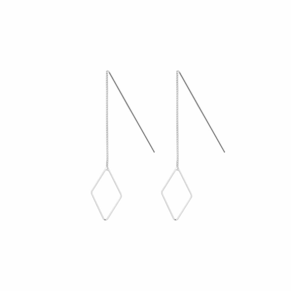 Silver Hanging Earring with Small Rhombus