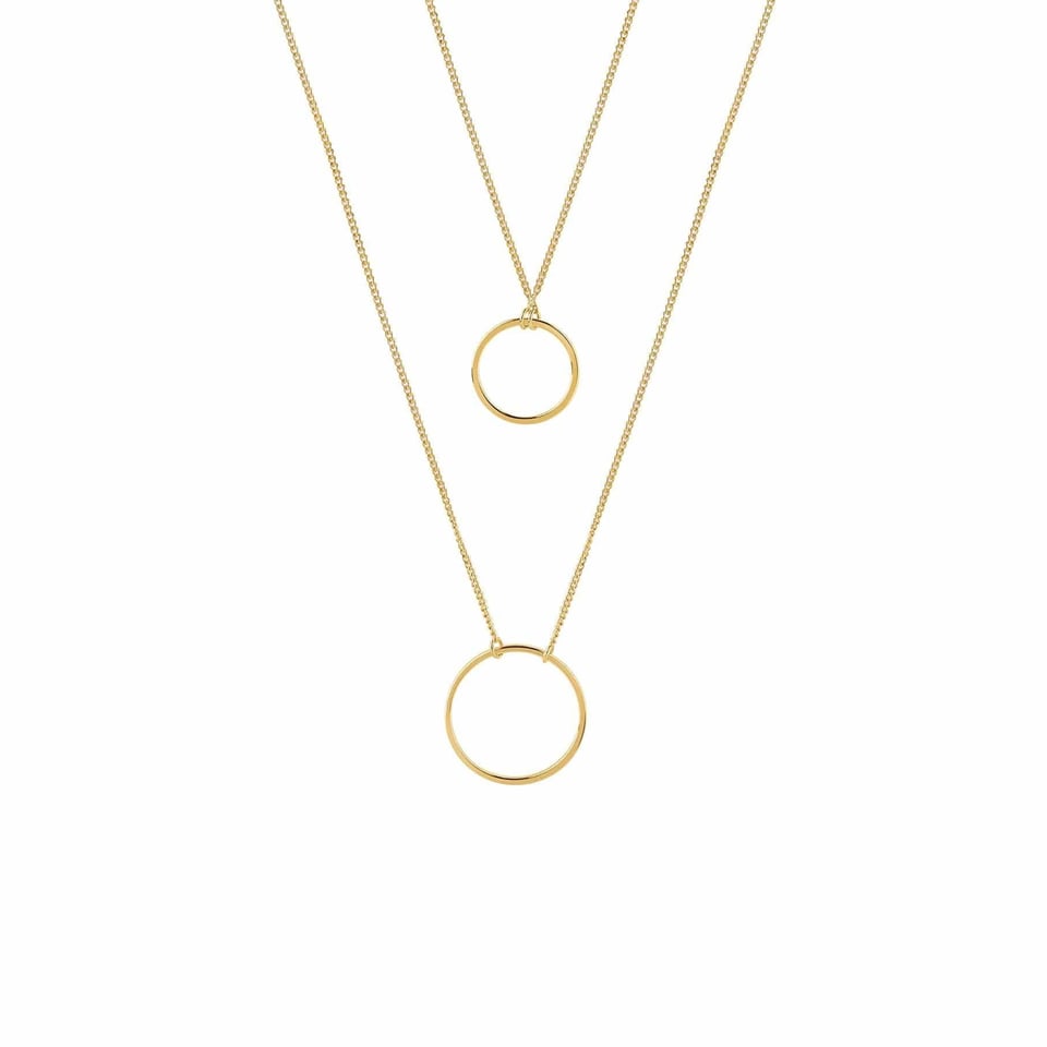 Rose Gold Plated Double Necklace with Double Circle