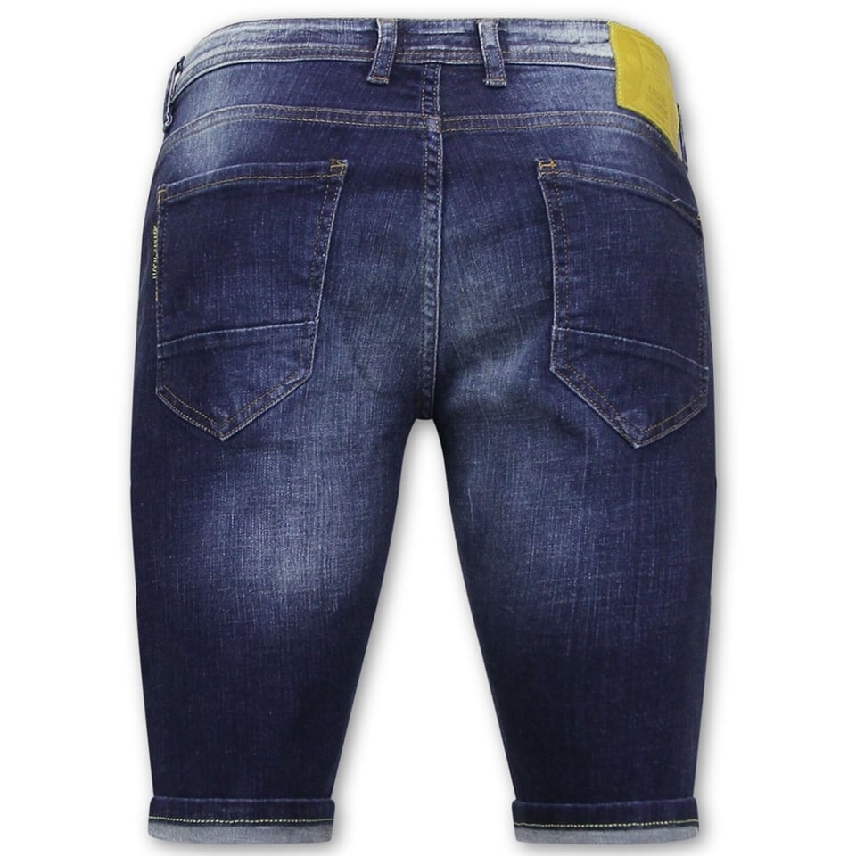 Korte Heren Broek Met Verfspatten - 1051 - Blauw