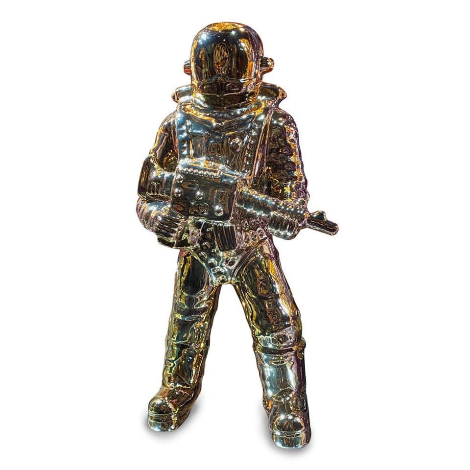 Beeld Halo Astronaut XL Goud Keramiek 28x60cm