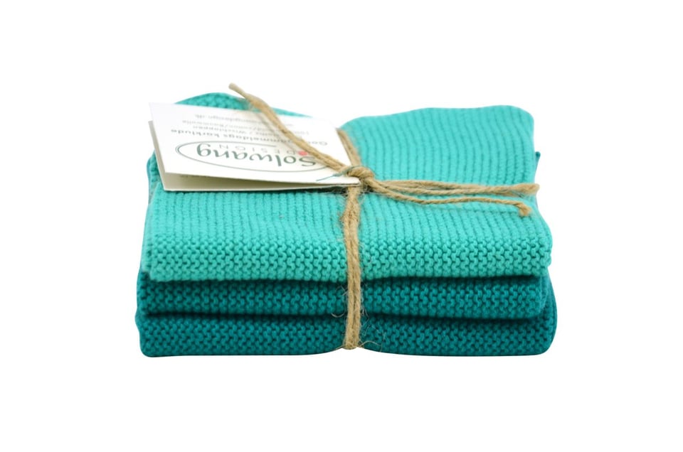 Turquoise Groen Combi, Set Van 3 Vaatdoekjes