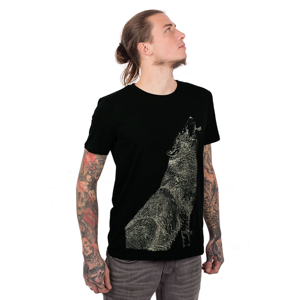 Huilende Wolf T-Shirt - Glow In The Dark
