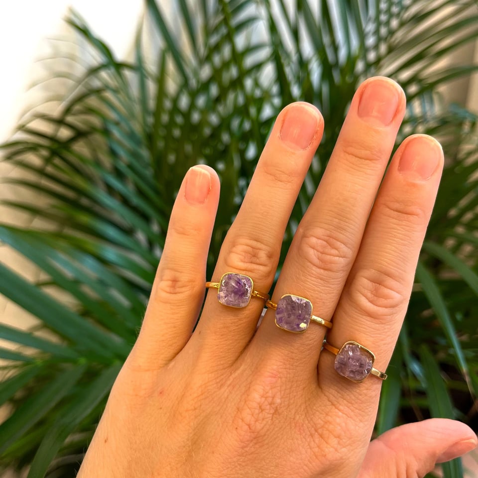 Amethyst Geode Ring - Gold Plated