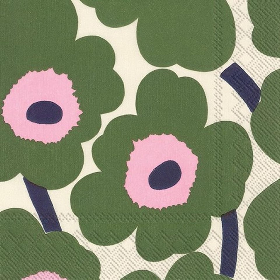 Marimekko Servetten Donkergroen/roze