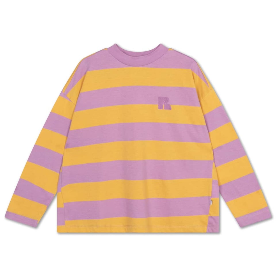 Repose Ams Oversized Boxy Long Sleeve Orchid Marigold Block Stripe