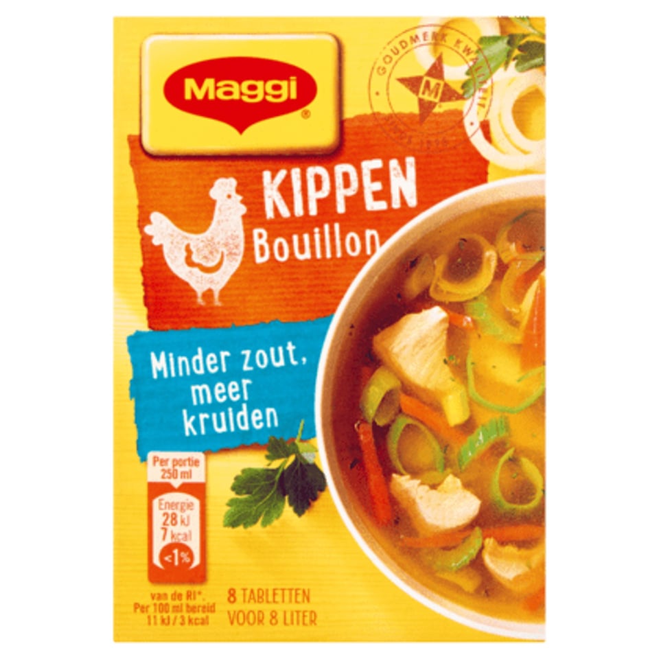 Maggi Bouillon Kip Minder Zout 8 Blokjes