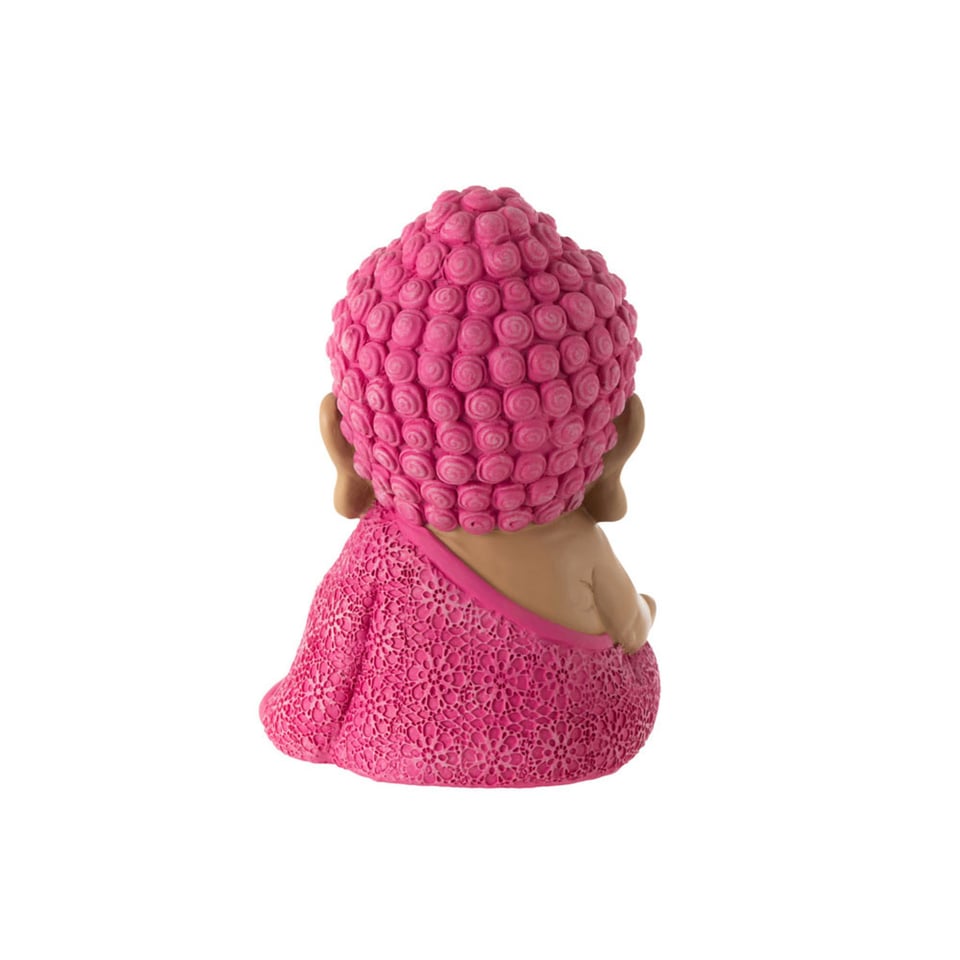Beeldje Boeddha Zen Roze Kunststof 20x20cm