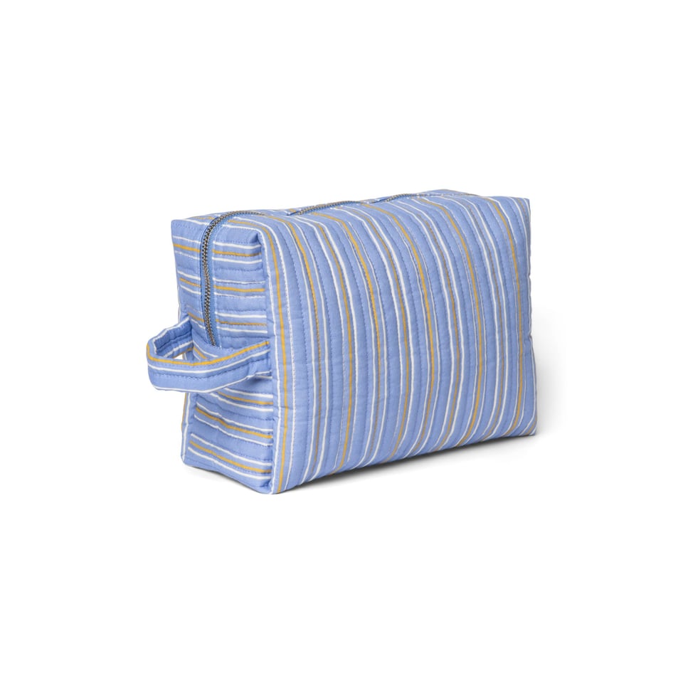 Serenity Cotton Striped Toiletry Bag - Blue