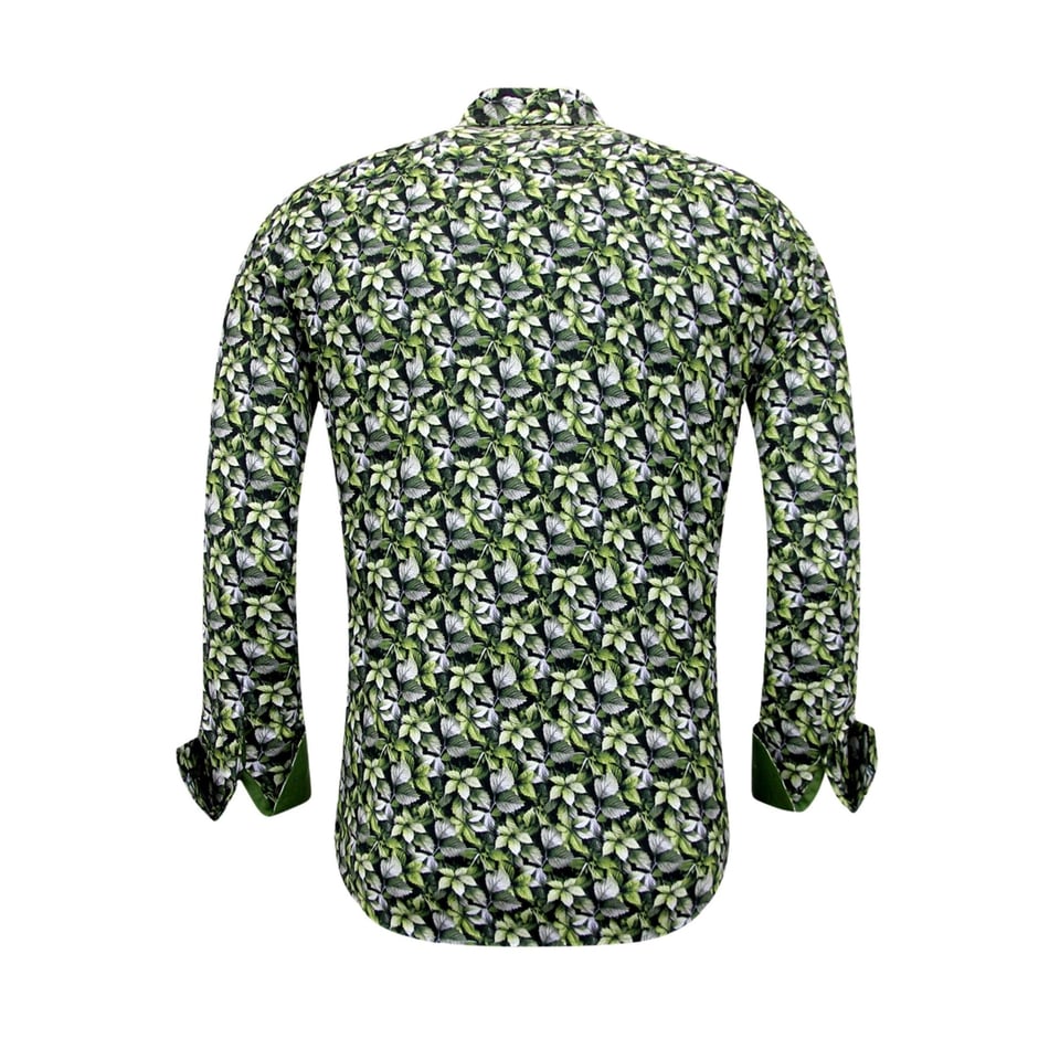Heren Overhemd Bladeren Print - 3115 - Groen